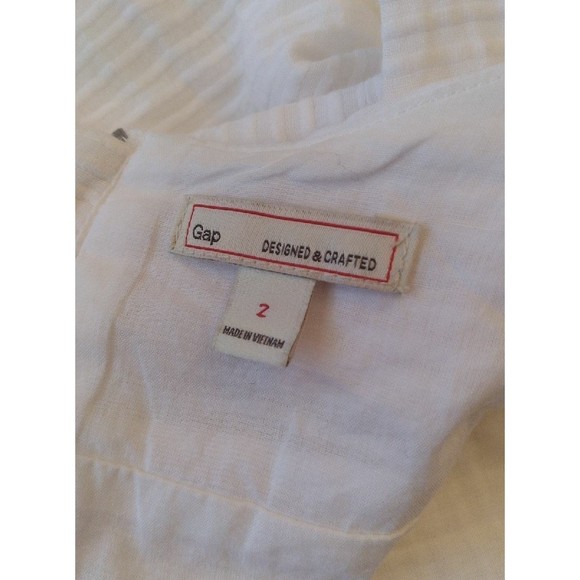 GAP WHITE COTTON DRESS LINED BELTED SLEEVELESS SIZE 2 WOMENS - Picture 8 of 9